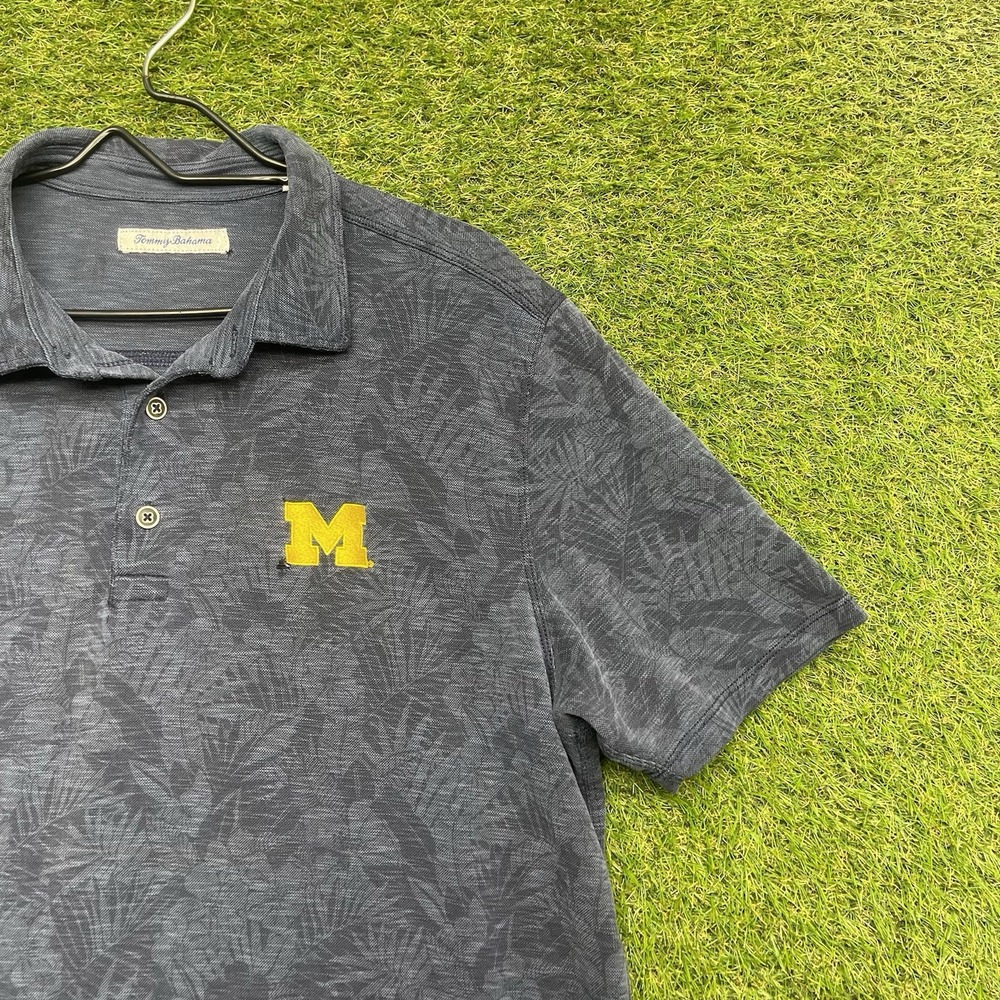 Tommy Bahama University Michigan Polo Shirt Mens Large Activewear Short Sleeve